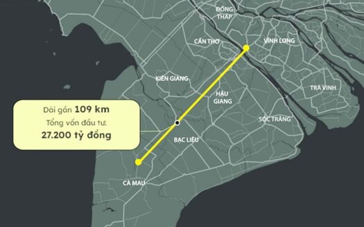 Cao tốc Cần Thơ - Cà Mau có tổng chiều dài dự kiến khoảng 130 km